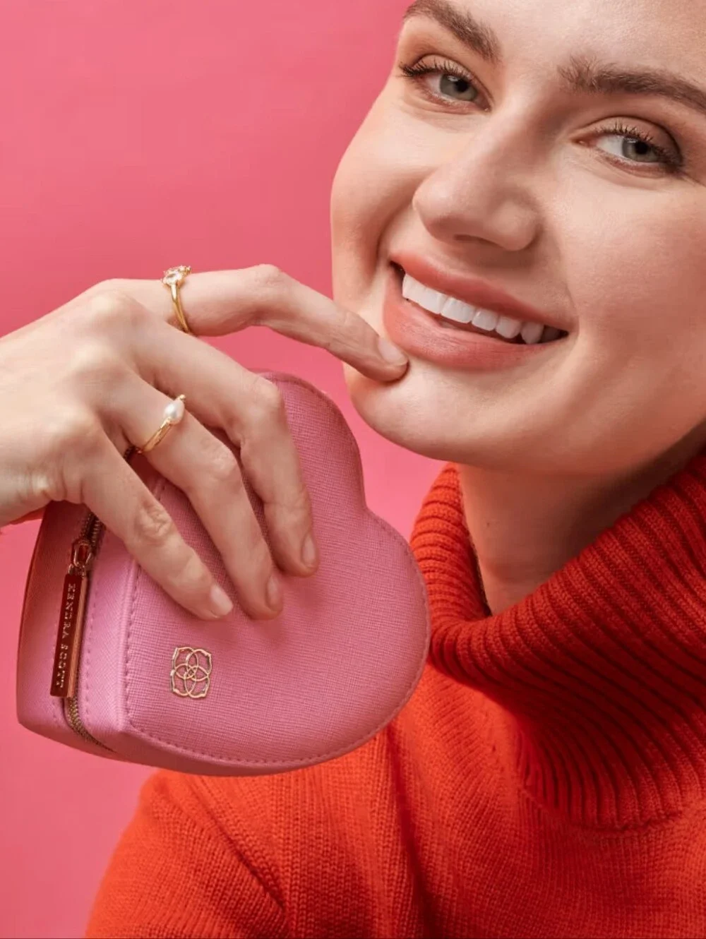 Kendra Scott Heart-Shaped Pink Jewelry Case Compact Travel Organizer 5